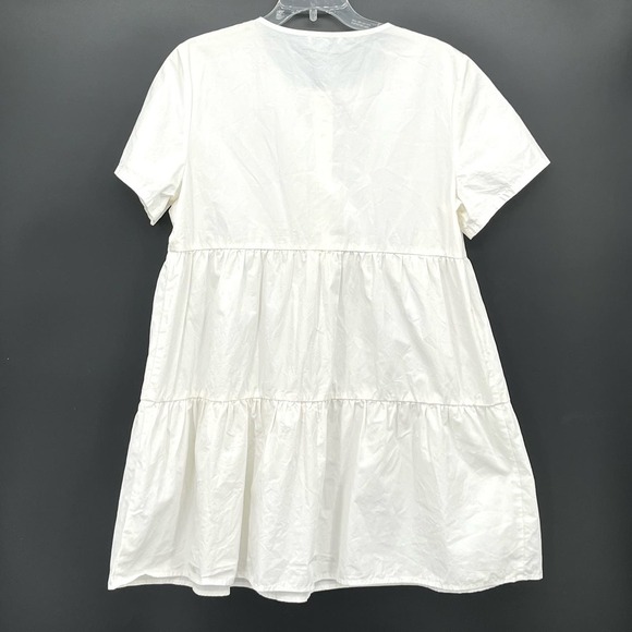 Madewell Button Front Short Sleeve Tiered Mini Dress White Size Large - Picture 6 of 9